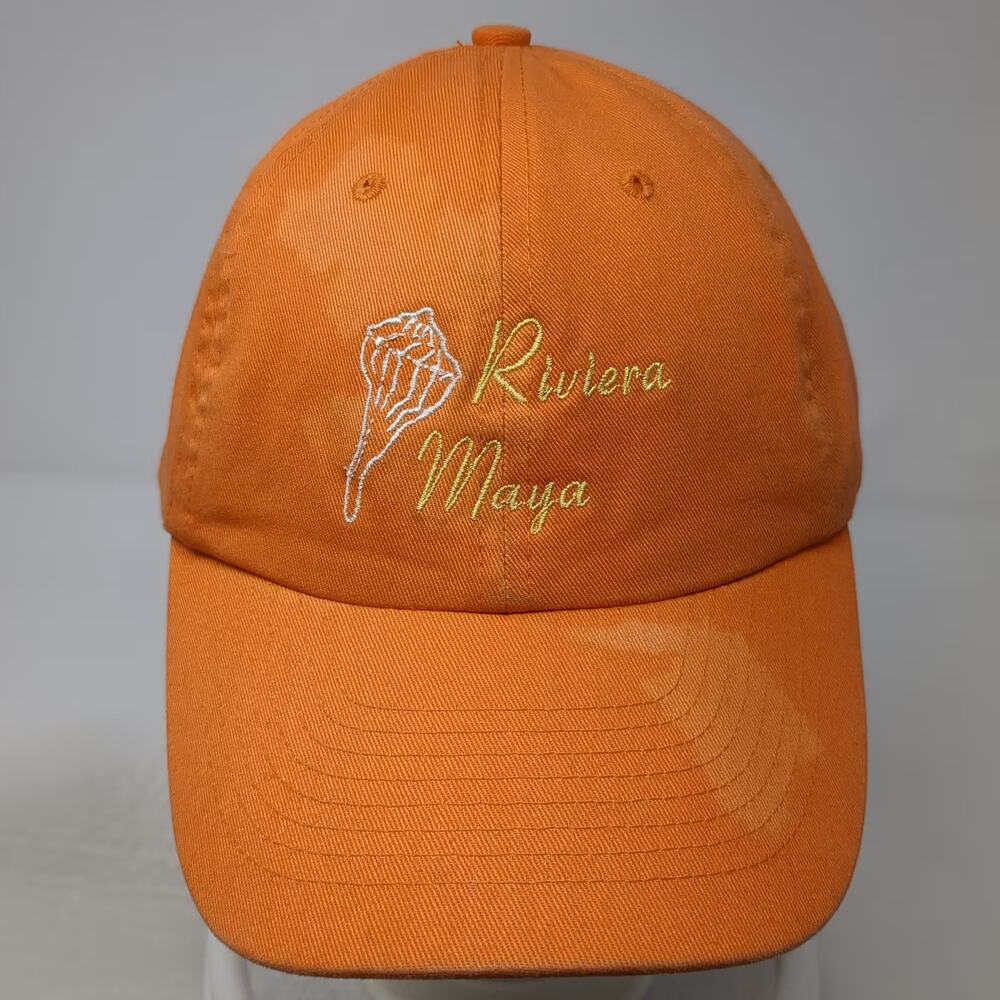Invasion Baseball Cap Orange OS Riviera Maya Shell Embroidered Slideback Hat - Picture 2 of 9